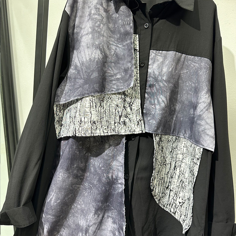 PFHQ Fashion Patchwork Shirts For Men's Turn-Down Collar Long Sleeve Single Breasted Sports Comfortable Tops Chic Autumn 21F3676