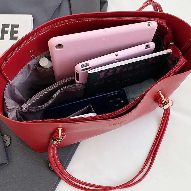New Red Fashion Single Shoulder Large Capacity Brand PU Leather Designer Handbag for Commuting Wedding Party and Big Handbag bag