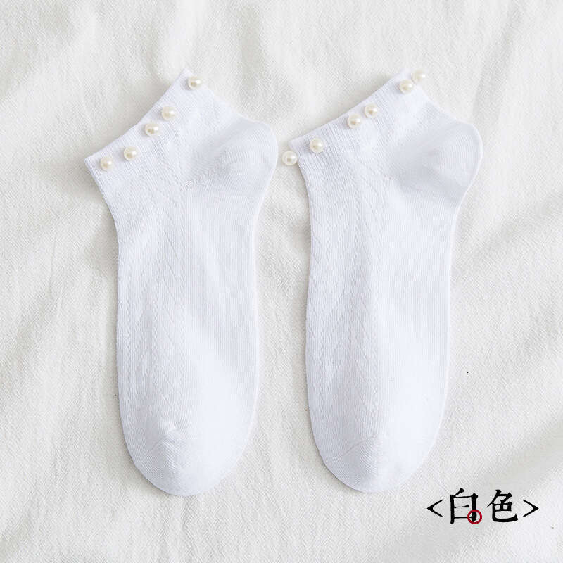 Spring New Product: Pearl Boat Japanese Fresh And Girlish Style, Socks, Shallow Mouth Lace Short Tube, Women's Socks