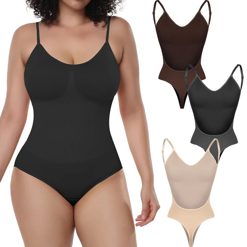 Backless Bodysuit Women Tummy Control Shapewear Seamless Sculpting Thongs Body Shaper Low Back Tank Top Summer Leotard 250103
