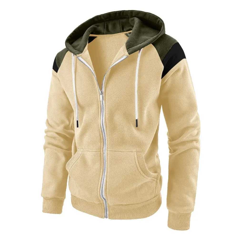New mens hoodie color blocking casual loose hoodie spring autumn jacket mens streetwear Techwear W250103