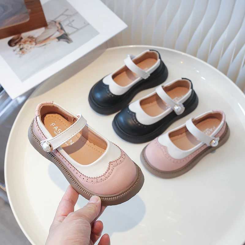 Girls Mary Janes Pink Black Matte Retro Elegant Short and Fat Childrens Leather Shoes Hook Loop Round Toe Spring Daily Childrens Shoes 26-36 M250103