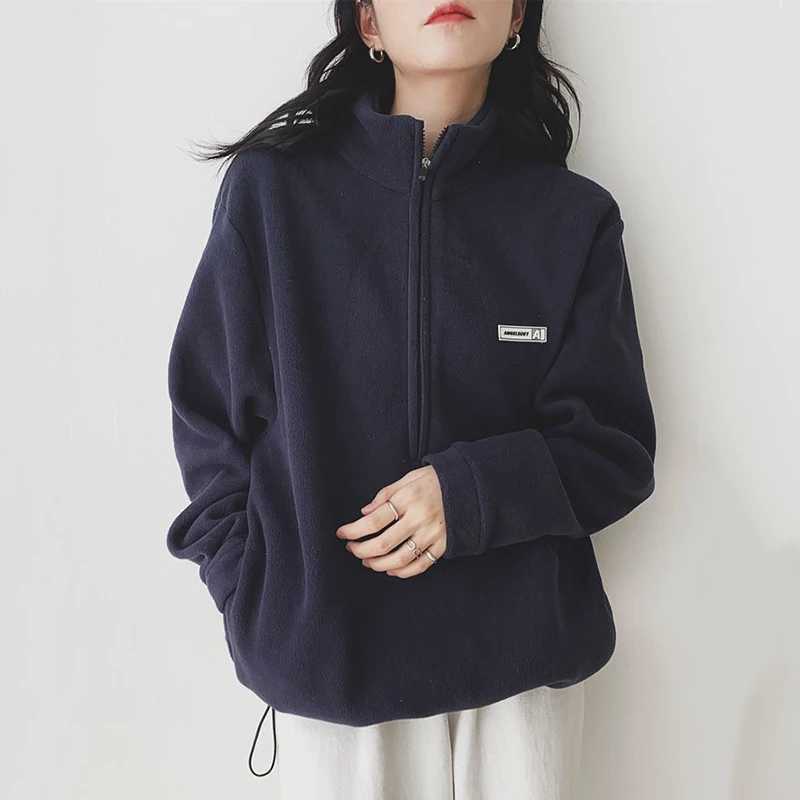 Gidyq womens polar wool sportswear casual Korean streetwear womens loose jacket autumn Harajuku fully matched zipper new style M250103