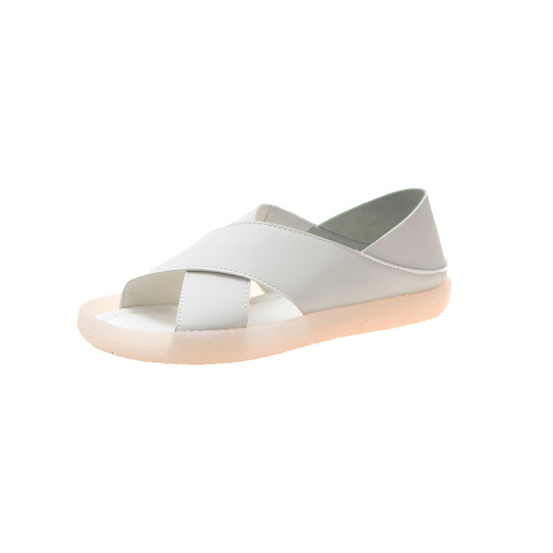 Ddmywed 2024 Summer New Casual Ins Trendy Pregnant Women's Cross Flat Sandals Two Wear Student Roman Shoes Chinese Brand Shoes F0103-19.5 ddmythu