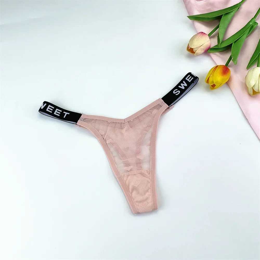 3 Letters slim waist sexy perspective heart-shaped mesh thong womens low waist seamless sports G-string womens comfortable underwear W250103