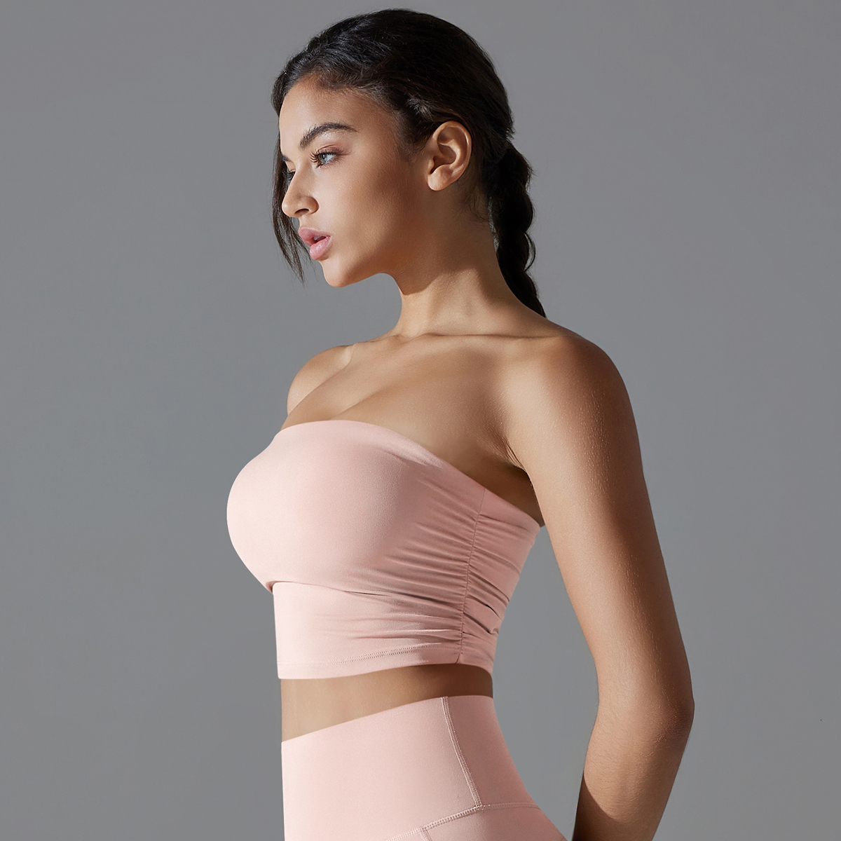 Gym Seamless High Impact Women Fiess Crop Top Shockproof Sports Bras Solid Color Nylon Yoga Bra