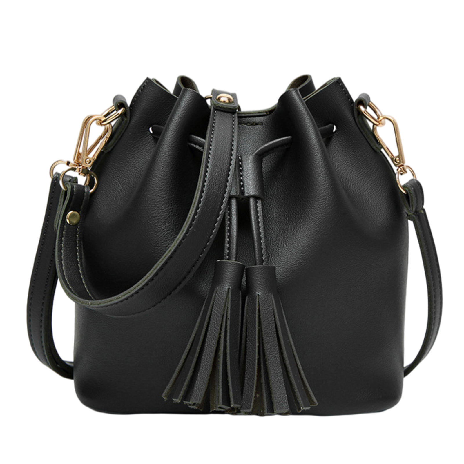 Women's Bucket Hobo Drawstring Shoulder Ladies Handbags PU Leather Satchel 2 Way Bag For Winter Female