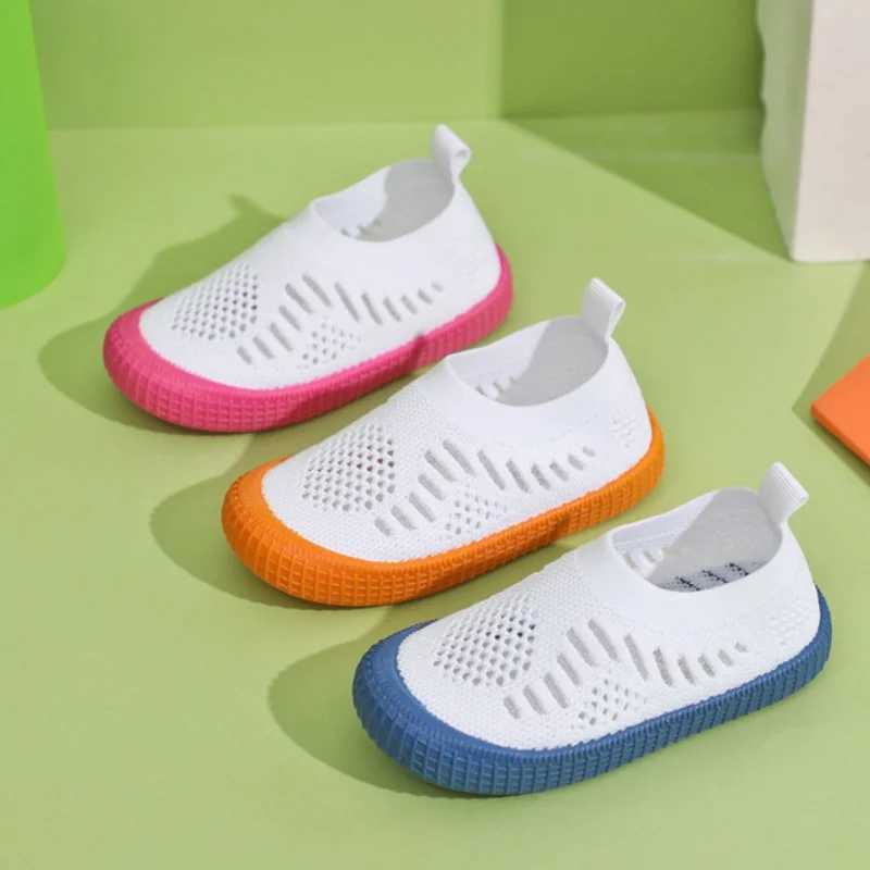 Childrens sports shoes knitted breathable mesh childrens shoes suitable for girls and boys white bottom childrens sports shoes CSH1142 M250103