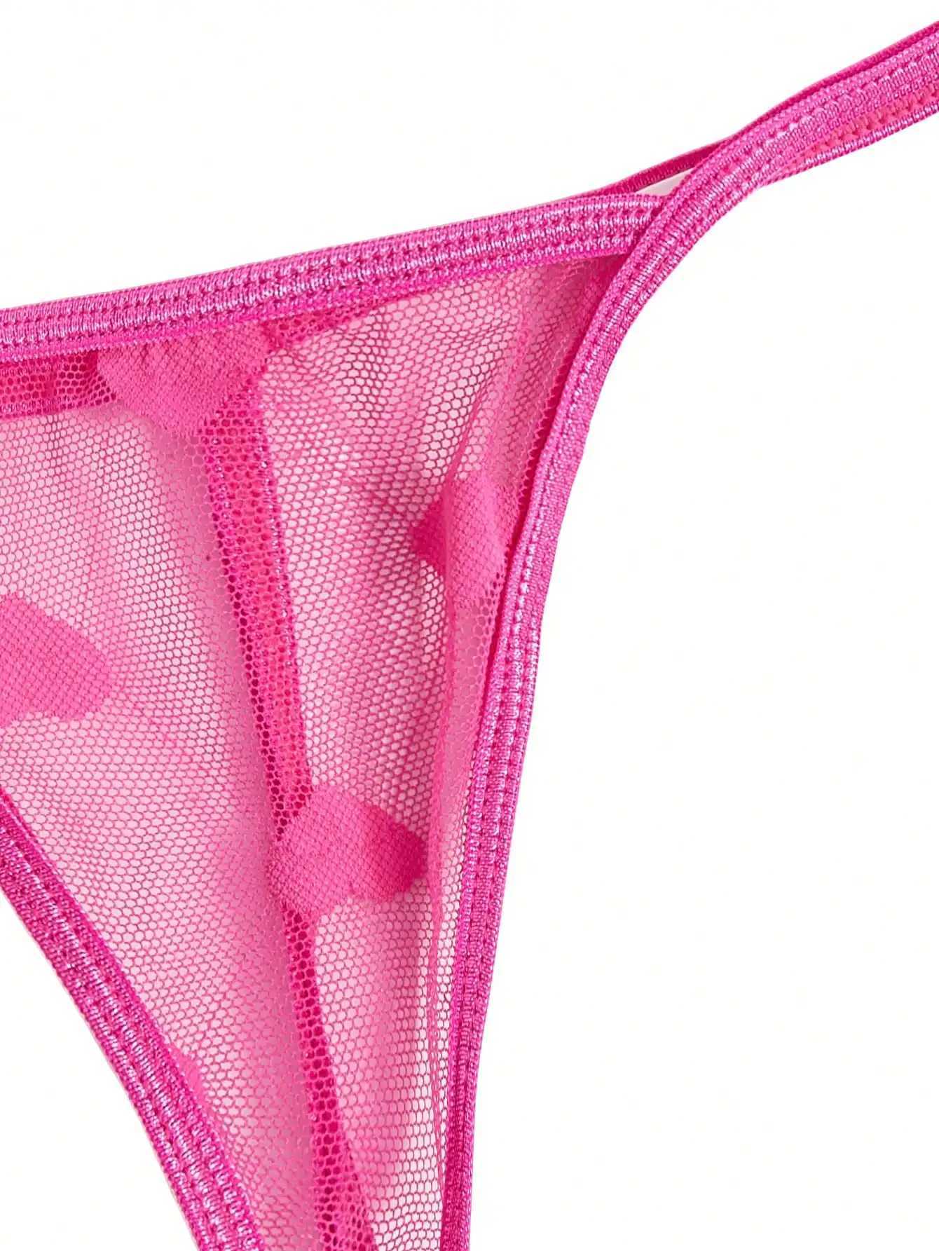 Heart shaped mesh pleated hem decoration sexy lingerie thong womens lace mesh patch work pendant collar Babydoll lingerie W250103