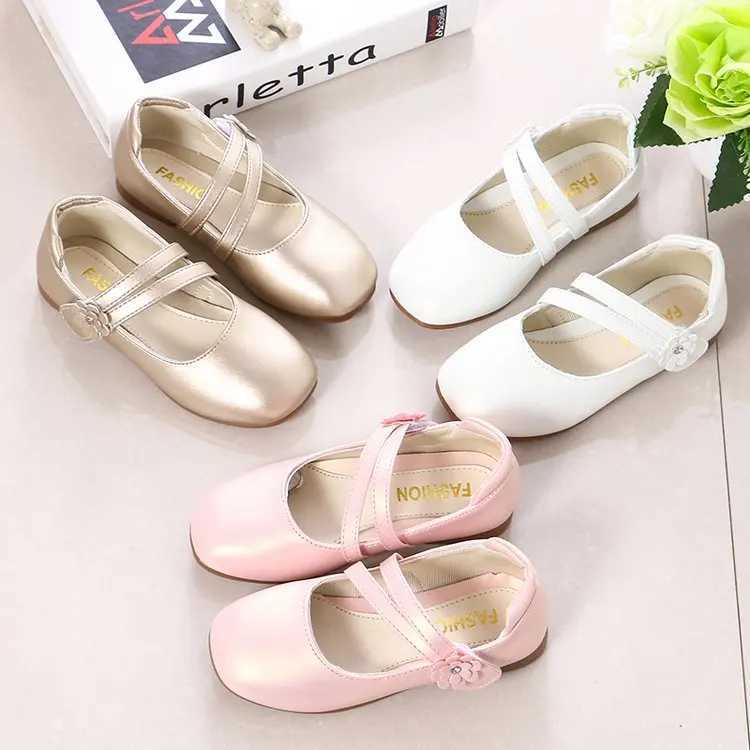 Girls Shoes Princess Flowers Big Girls Shoes Childrens Shoes Girls Soft PU Leather with Flowers Sweet and Cute Childrens Apartment Mary Jane M250103