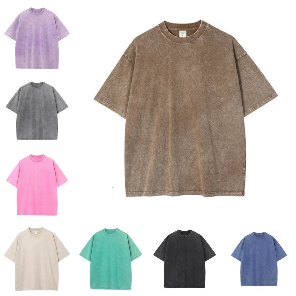 Fast Ship Mens Oversized Heavy Cotton Summer T-Shirts Vintage Tee Loose Fit Short Sleeve Casual Tshirts for Men Women 250102