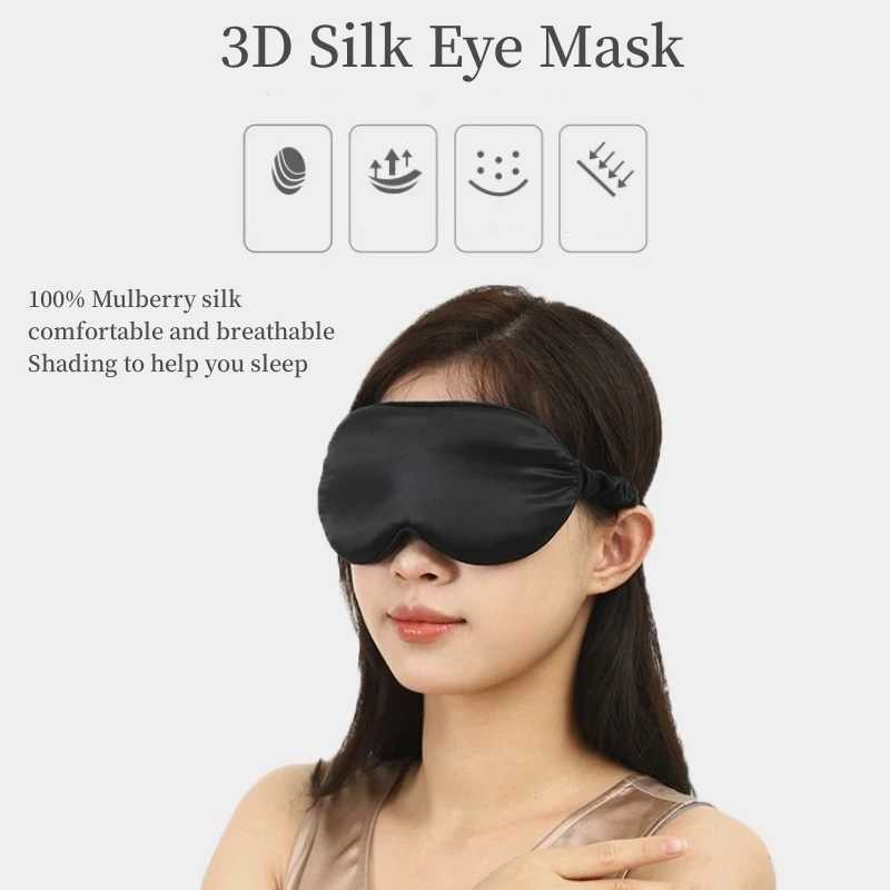 25MM Silk Sleep Eye Mask 1pc 3D Eyeshade Solid Colors 100% Mulberry Silk Soft Blindfold Travel YogaXJ250103