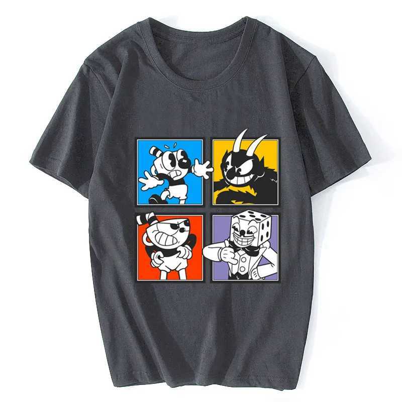 Cuphead Characters Mens T-Shirts Clothing Tees Custom t shirt Summer Short Sleeve Cotton Tshirt StreetwearXJ240102