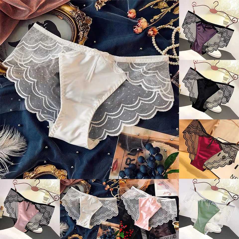 Women Lace Panties Lingerie Soft Satin Silky Underwear Knickers Briefs Seamless UnderpantsXJ250103