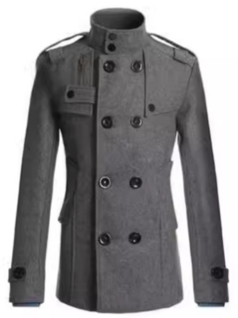 Wholesale- New Arrivals Men Casual Stand Collar Chinese Tunic Suit Blazer Jackets Single Breasted Denim Slim Jacket and Coat Free shipping