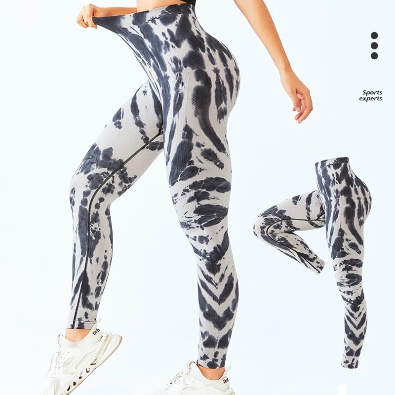 Tie Dye For Women's Seamless High Waisted Sexy Sit Up Yoga Pants Gym Fiess Leggings Abdominal Control Training Runnin