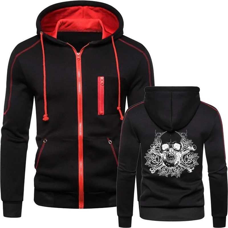 Autumn and winter mens jacket casual fashion printed skull hooded jacket mens clothing designer clothing W250103