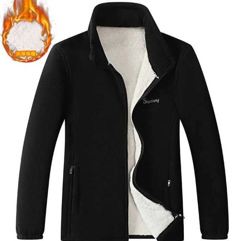 Winter mens wool jacket outdoor windproof thick climbing camping jacket Sherpa with pockets embroidered cardigan wool sports jacket W250103
