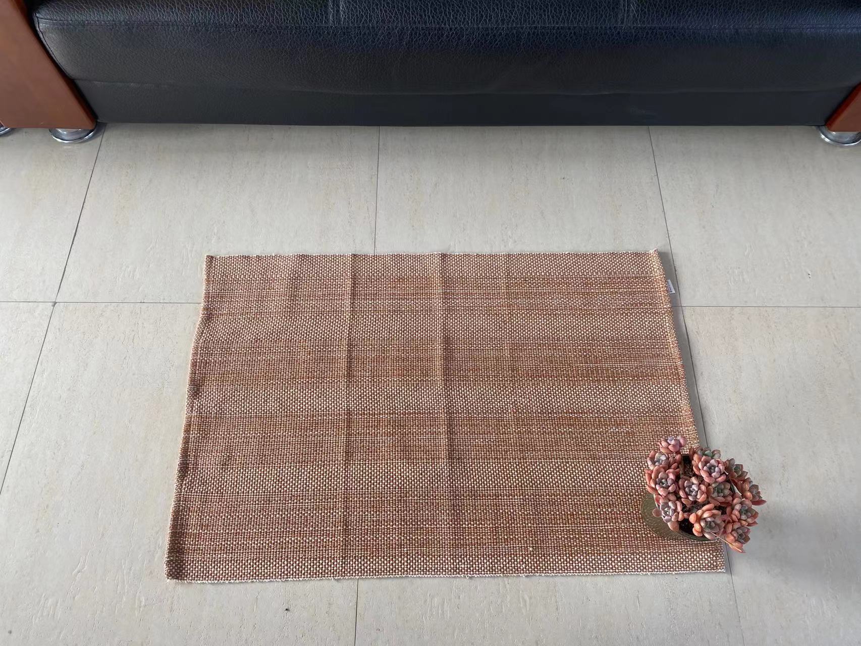 Sturdy Woven Textured Cotton Floor Covering Bright Color Options Available