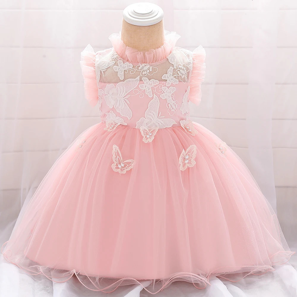 Toddler Butterfly Christening Princess Dress for Baby Lace Tulle 1 Year Birthday Party Girl Dress born Baptism Prom Ball Gown 250103