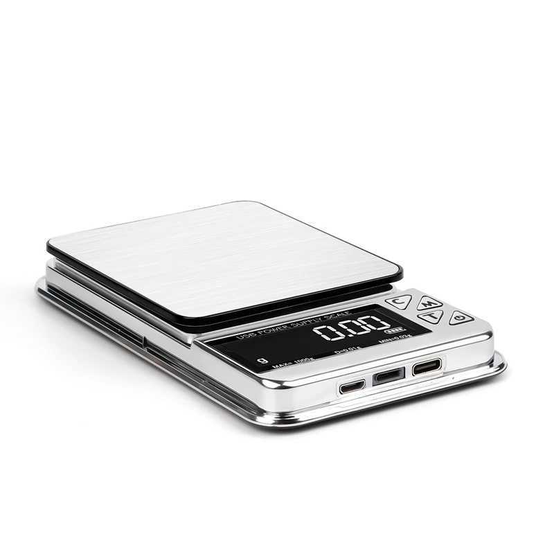 Precision 0.01g Mini Digital Pocket Scale USB Type C Power LCD Stainless Steel Electronic Jewelry Gold Counting Daily Balance Gram Scale W250103