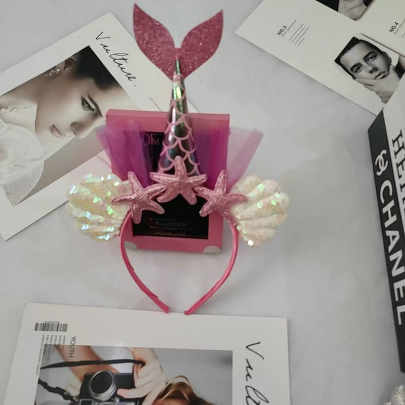 Beauty Fish Tail Hair Hoop Girl Adult Performance Sparkling Sea Star Shell Hair Hoop Anti slip Sweet Princess Headband