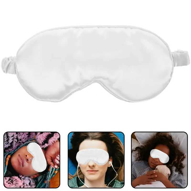 1Pc Silk Sleeping Eyeshade Double Sided Silk Eye Mask Breathable Blindfold Night Eye Patch Sleeping Eye Mask Eye Care (White)XJ250103