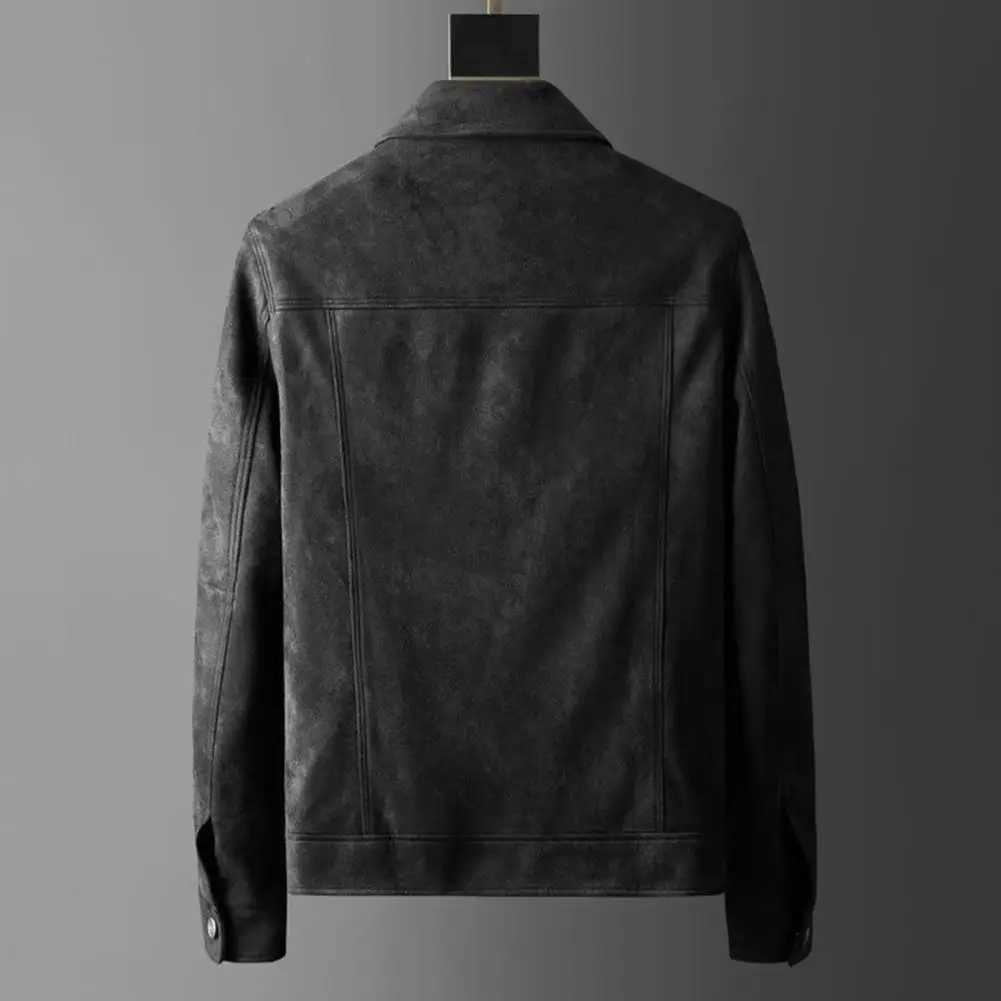Mens City Jacket 2024 Autumn Extra Large Casual Jacket Street Pocket Collar Zipper Suede Leather Thick Coat Loose Mens Windproof Jacket W250103