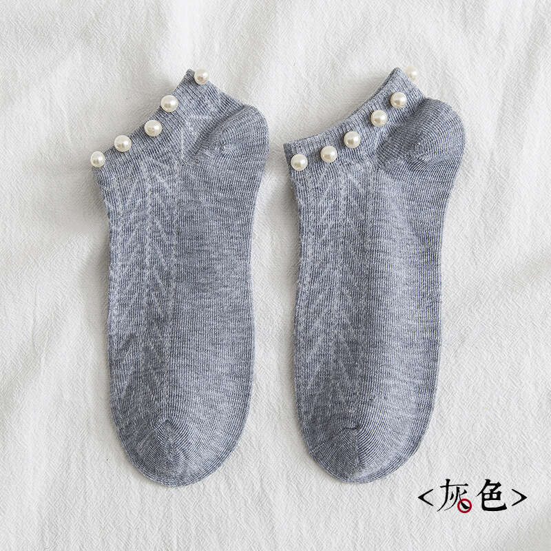 Spring New Product: Pearl Boat Japanese Fresh And Girlish Style, Socks, Shallow Mouth Lace Short Tube, Women's Socks