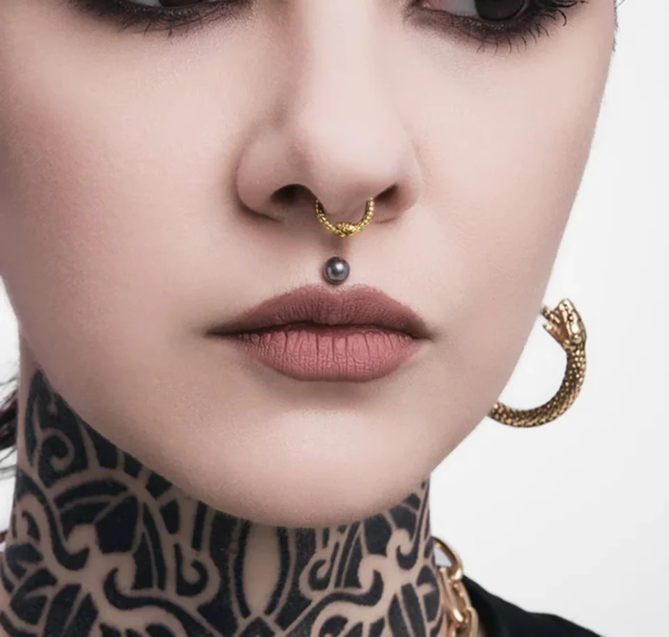 Vankula 1PCS 16G 8mm Stainless Steel Segment Snakes Nose Rings Cartilage Clicker Hoop Earrings for Women Hypoallergenic 250103