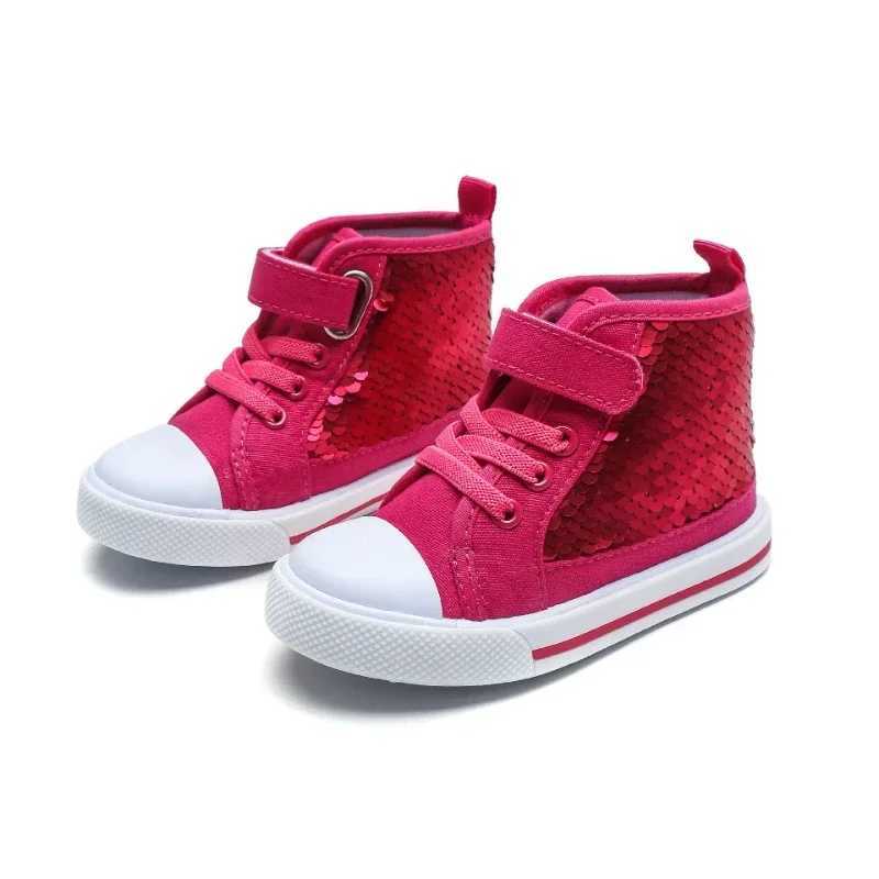 Autumn New GirlsShoes High Top Child Sneakers Trendy Sequins Canvas Shoe for Child Brand Comfortable Flat Sneakers Girl Tenis M250103