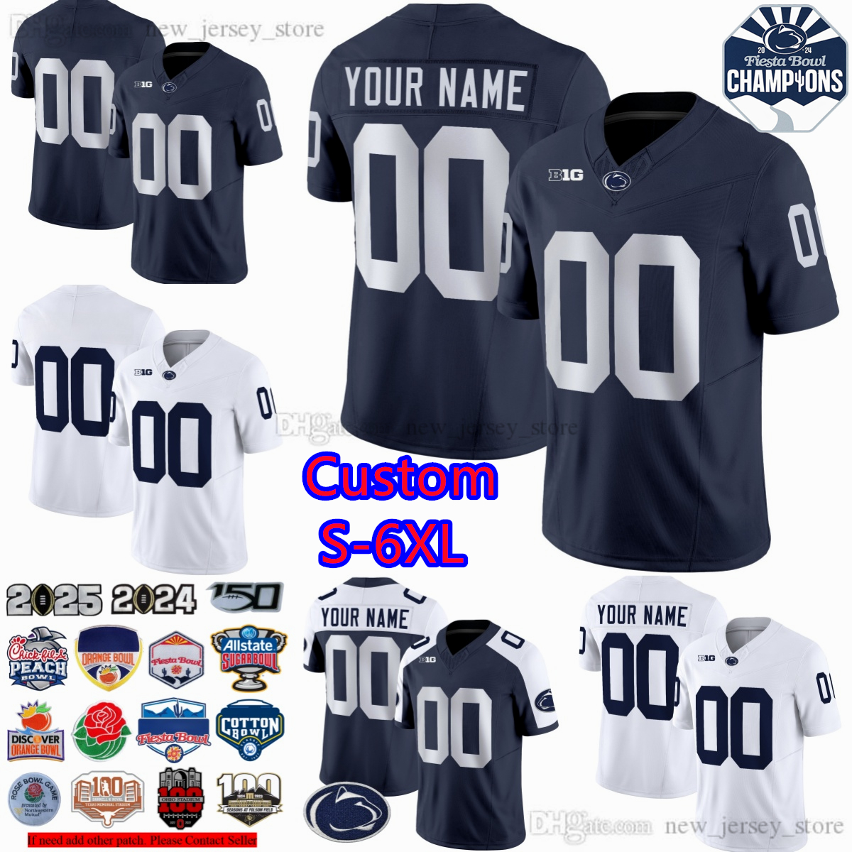 2025 Penn State Nittany Lions Football 15 Drew Allar Jersey Bowl Patch 26 Saquon Barkley Jerseys 10 Nicholas Singleton 44 Tyler Warren Jack Ham Carter Fleming Wallace