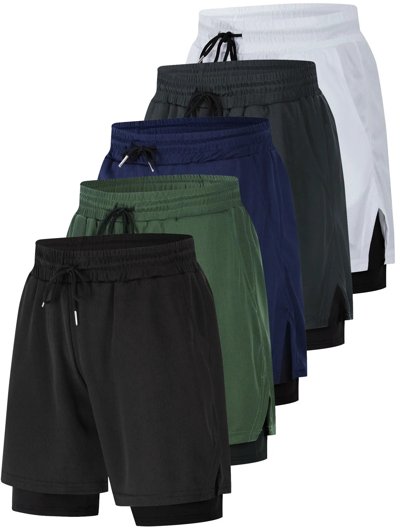 2in1 Mens Performance Running Shorts MoistureWicking Compression Support With Secure Zipper Pocket For Gym Training 250103