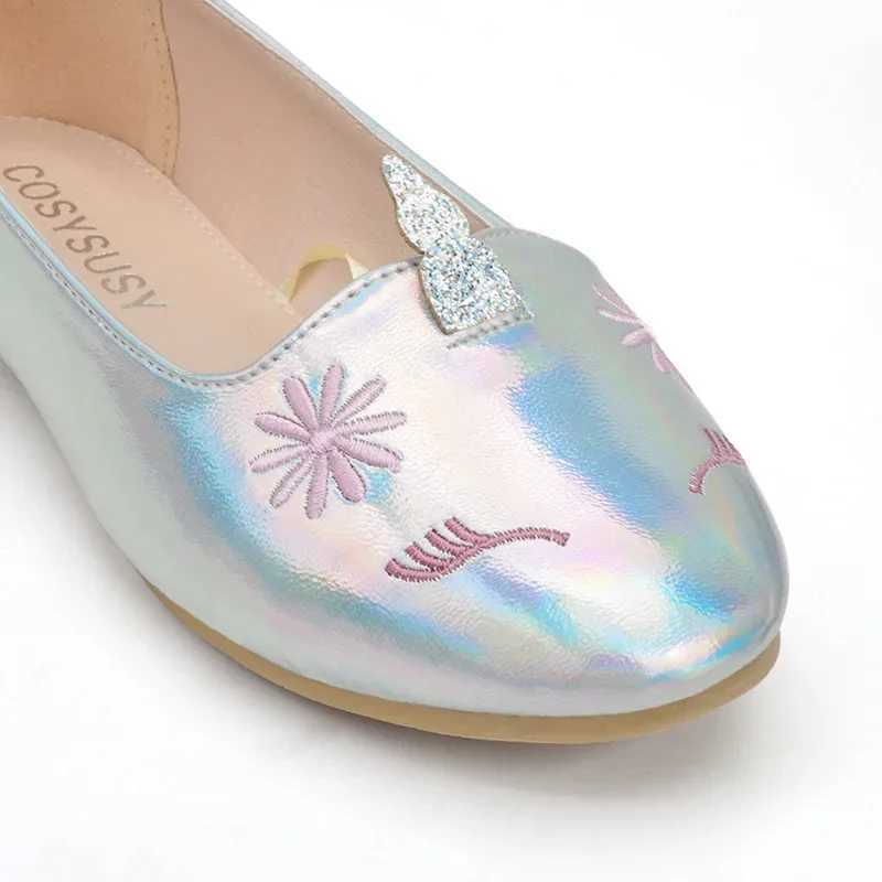Girl unicorn leather shoes childrens flat shoes fashionable childrens princess shoes party wedding simple soft spring and autumn M250103