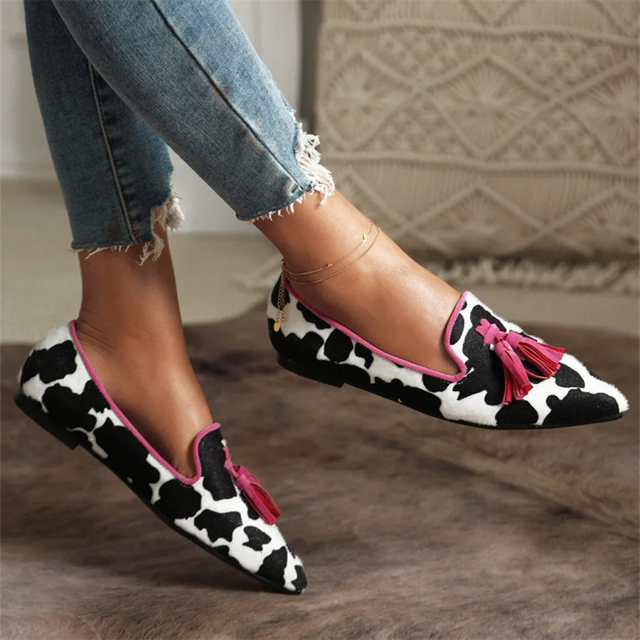 Spring Casual Women Shoes Flat Heels Womens Boat Fashion Tassel Slip On Loafers 250219