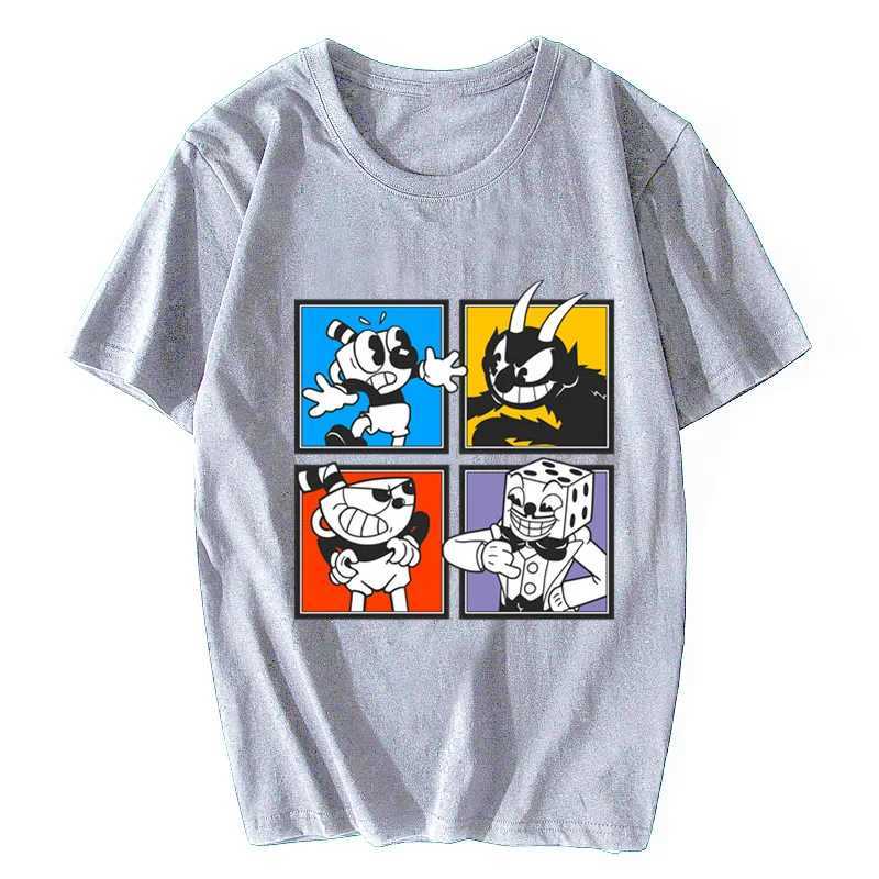 Cuphead Characters Mens T-Shirts Clothing Tees Custom t shirt Summer Short Sleeve Cotton Tshirt StreetwearXJ240102