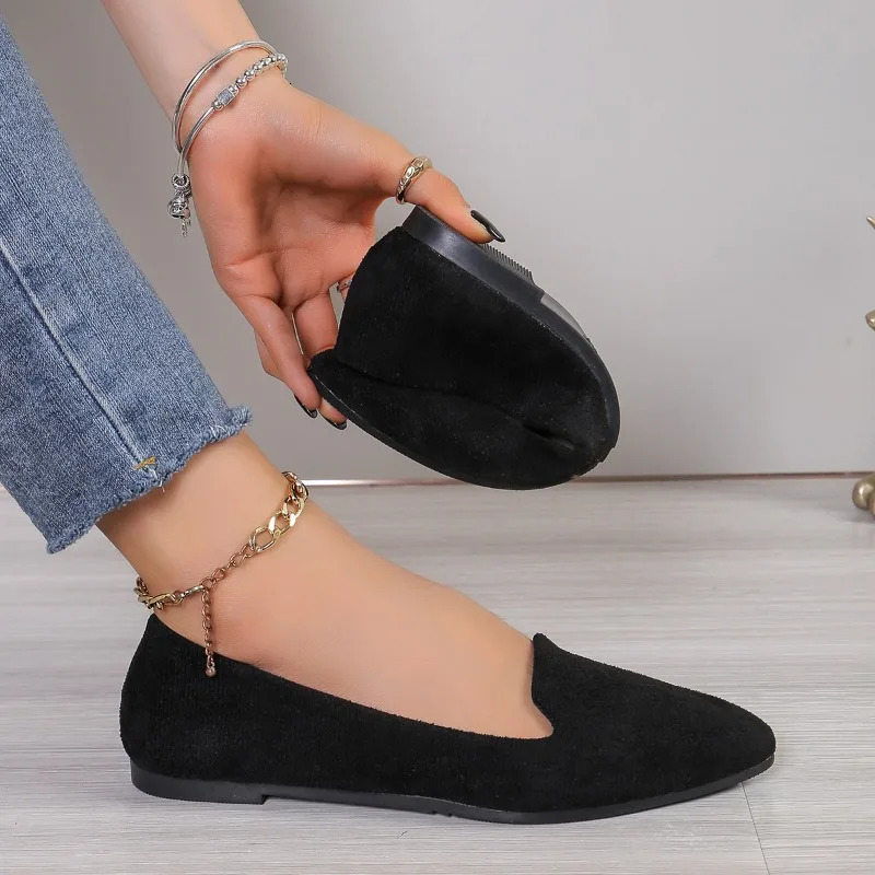 Fashion Slip on Loafers Breathable Stretch Ballet Shallow Flat Soft Bottom Pointed Toe Boat Shoes Plus Size 2023 241225