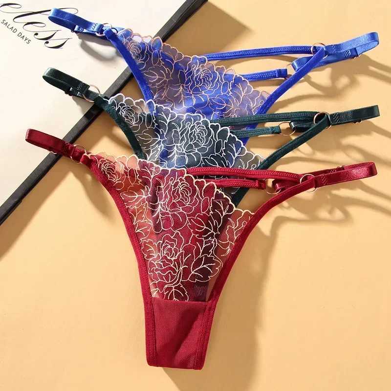 Sexy Lace Thong Women G Strings WC Adjustable Panties Transparent Underwear Ladies Briefs Lingere Underware Lingerie ThongsXJ250103