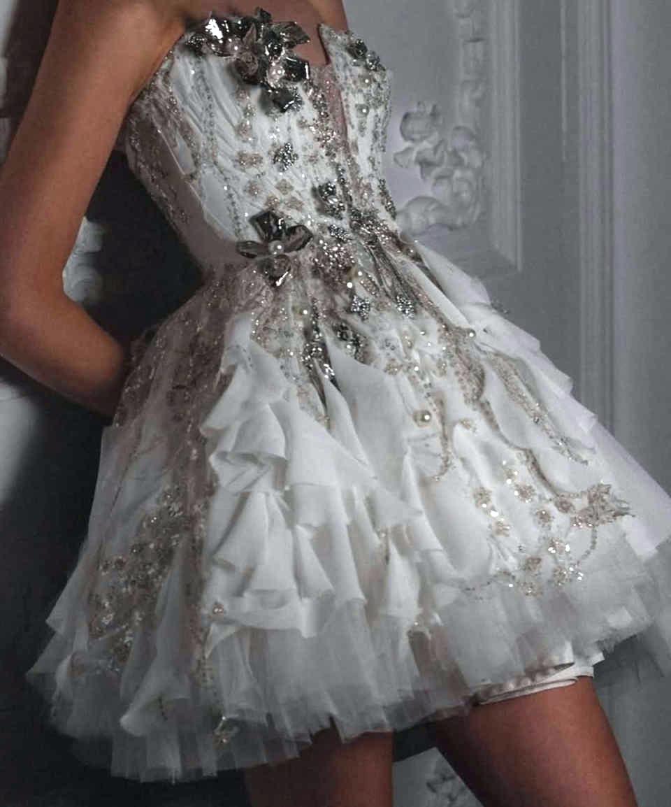 Strapless Mini Evening Dress - Sequins, Beads, Pearls Appliques, Short Prom Party Gown, Custom Made