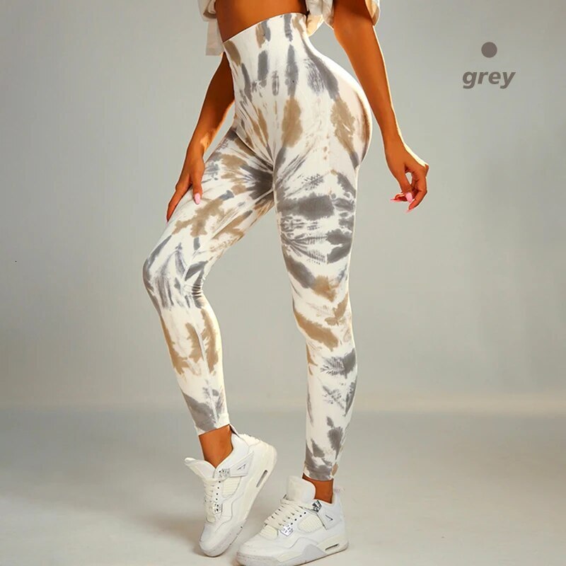 Tie Dye For Women's Seamless High Waisted Sexy Sit Up Yoga Pants Gym Fiess Leggings Abdominal Control Training Runnin