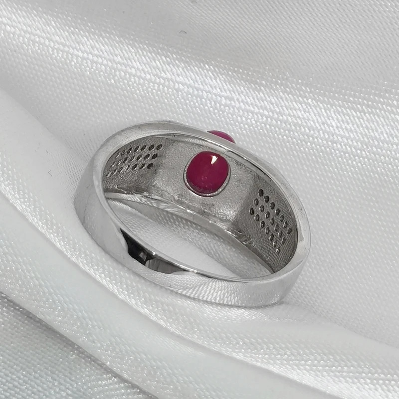 MeiBaPJ Natural Ruby Gemstone Fashion Mens Simple Wreath Real 925 Pure Silver Exquisite Party Jewelry 250102