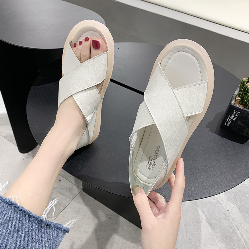 Ddmywed 2024 Summer New Casual Ins Trendy Pregnant Women's Cross Flat Sandals Two Wear Student Roman Shoes Chinese Brand Shoes F0103-19.5 ddmythu