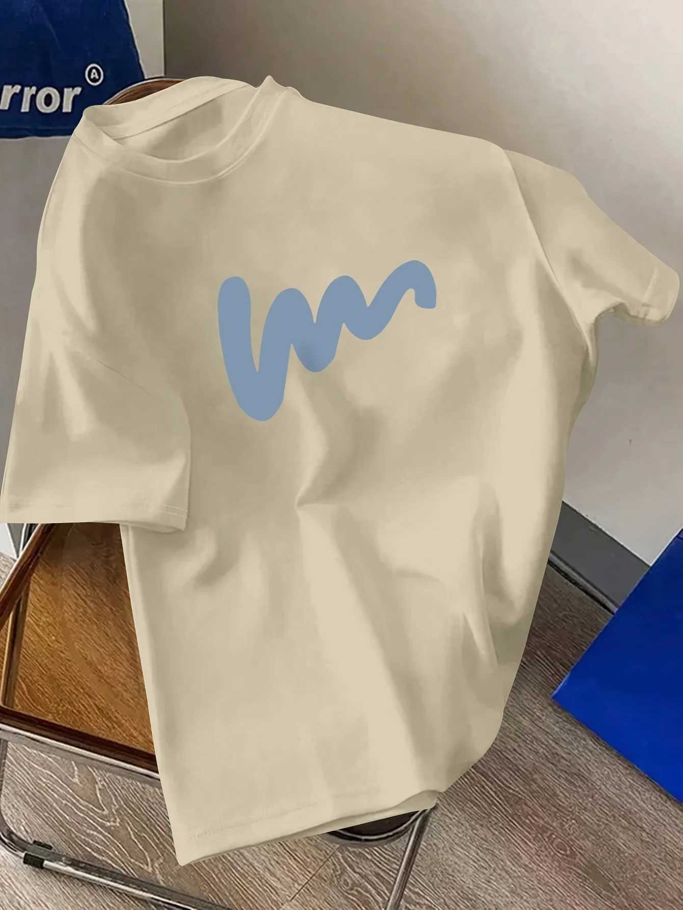 Summer mens 100% cotton comfortable casual loose oversized creative pattern printed sports round neck short sleeved T-shirt topXJ240102