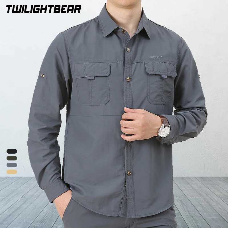 High quality mens shirt quick drying oversized shirt breathable thin casual shirt mens clothing fishing and camping shirt W250103