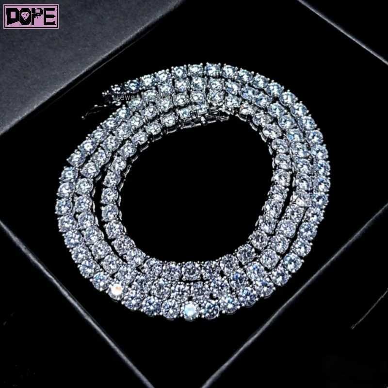 In Stock 3mm/4mm/5mm Tennis Chain High Quality 925 Sterling Silver Hiphop Iced Out Moissanite Tennis Chain
