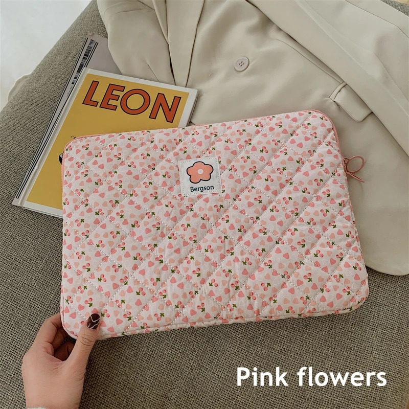 Laptop Bag 13.314 InchSleeve Case For Macbook Air Pro Notebook Computer PC Lady Women Flowers Lattice Gift Dropship 8827 250102