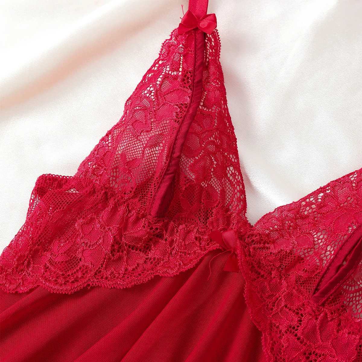 New Erotic Pajama Set Lace Womens Pajamas Exotic Cotumes Babydoll Transparent Dress Sexy Underwear Hot Evening Dress Open Bra W250103