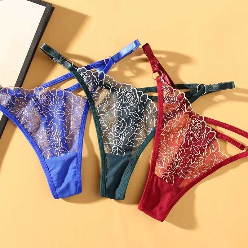 Sexy Lace Thong Women G Strings WC Adjustable Panties Transparent Underwear Ladies Briefs Lingere Underware Lingerie ThongsXJ250103