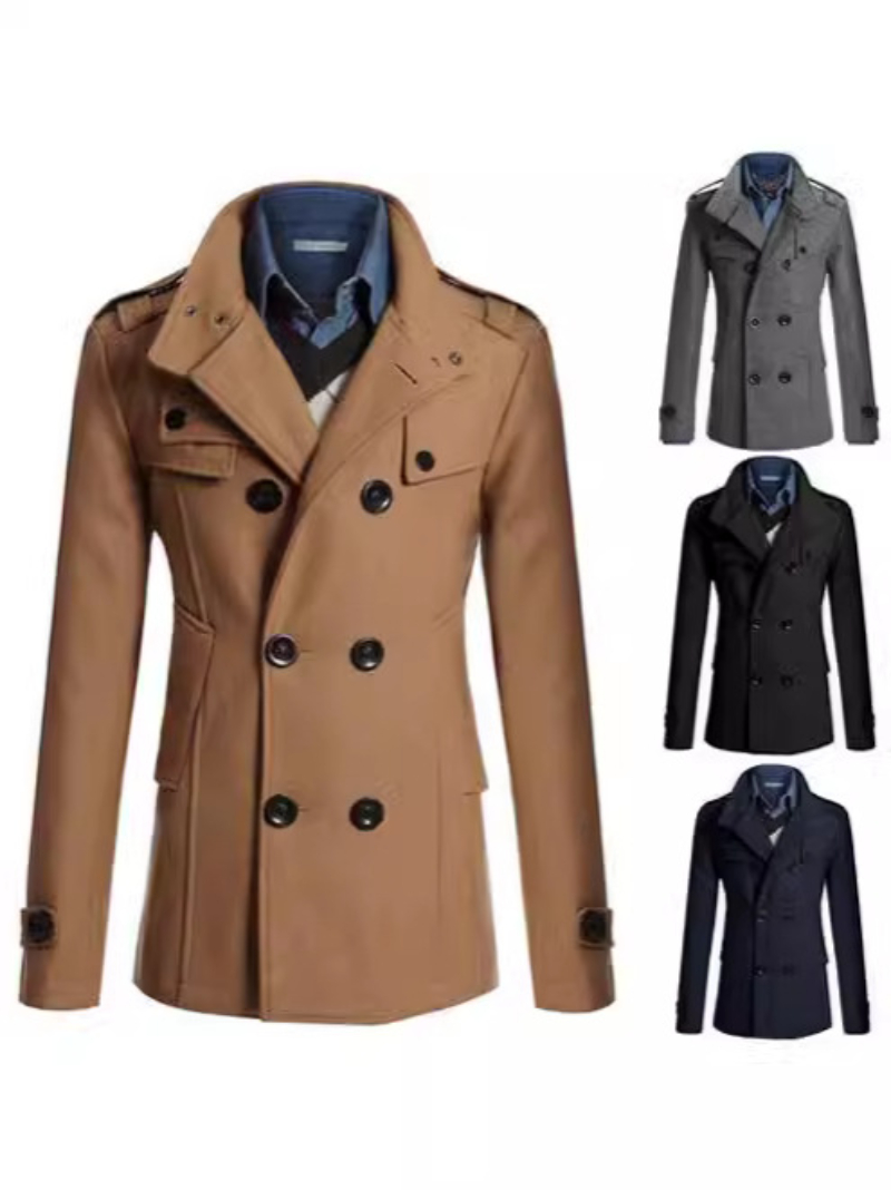 Wholesale- New Arrivals Men Casual Stand Collar Chinese Tunic Suit Blazer Jackets Single Breasted Denim Slim Jacket and Coat Free shipping