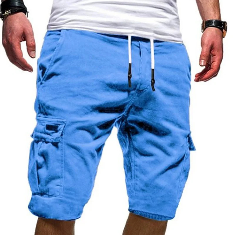 Summer Y2K Harajuku All Match Trousers Solid Color Streetwear Elegant Fashion Half Pants Multi Pocket Shorts Mens Clothing 250103